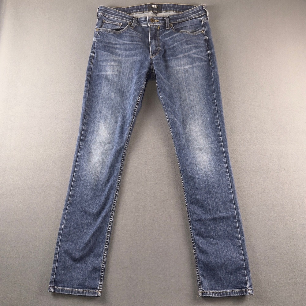 Paige‎ Lennox Slim Fit Jeans Mens 32 Jerry Wash Blue Stretch Denim M553951-4720